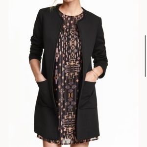 H&M Black Collarless Long Blazer